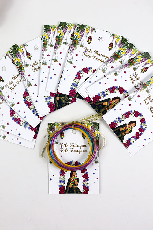 Load image into Gallery viewer, A7 Green 05 - Churiyan Bangle Gift Cards | Mehndi Wedding Favours | Bangle Holder Cards (Copy)

