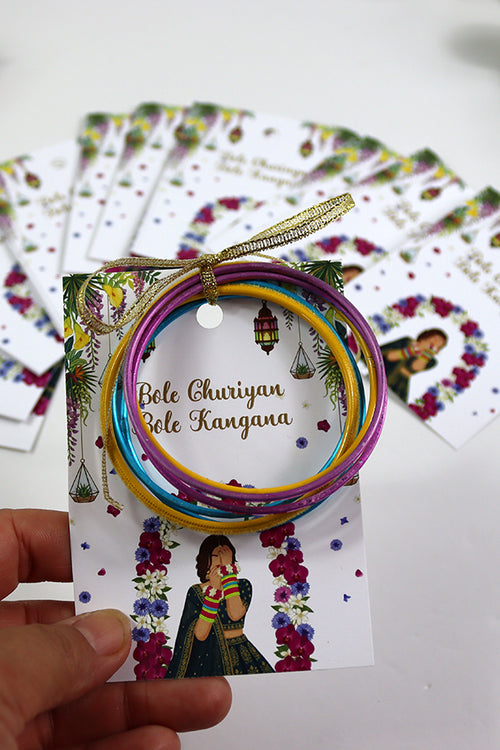 Load image into Gallery viewer, A7 Green 05 - Churiyan Bangle Gift Cards | Mehndi Wedding Favours | Bangle Holder Cards (Copy)
