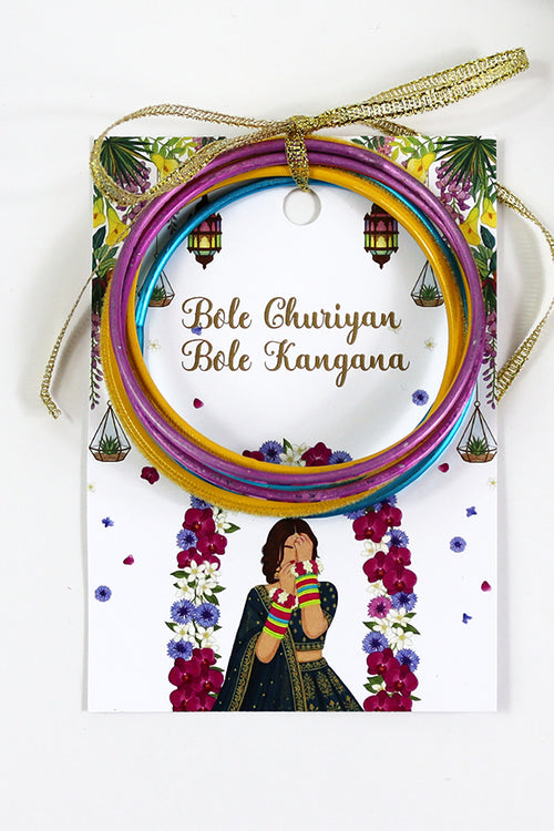 Load image into Gallery viewer, A7 Green 05 - Churiyan Bangle Gift Cards | Mehndi Wedding Favours | Bangle Holder Cards (Copy)
