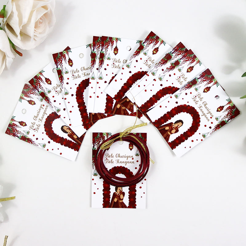 A7 Red 03 - Churiyan Bangle Gift Cards | Mehndi Wedding Favours | Bangle Holder Cards