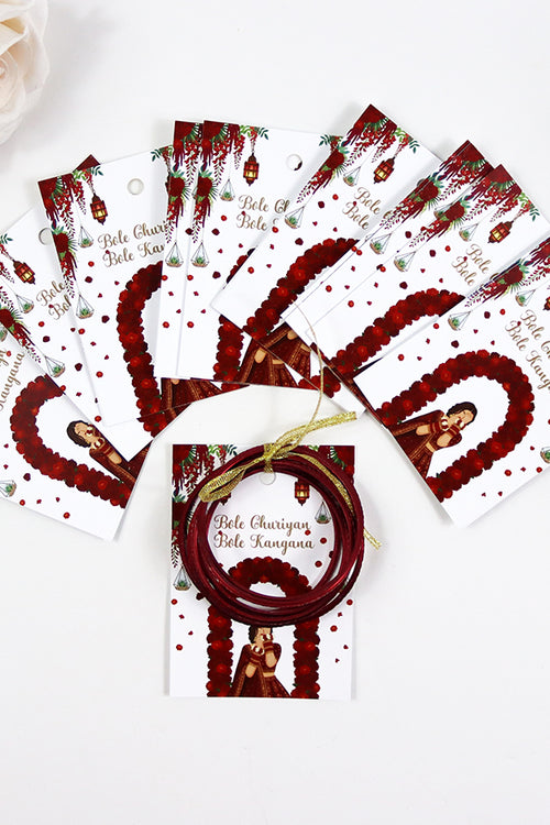 Load image into Gallery viewer, A7 Red 03 - Churiyan Bangle Gift Cards | Mehndi Wedding Favours | Bangle Holder Cards
