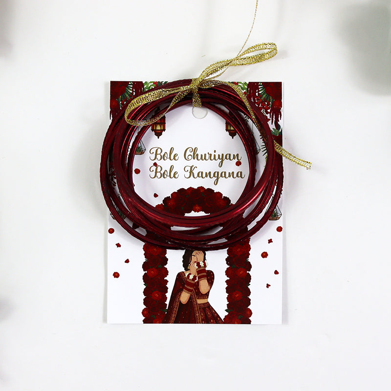 A7 Red 03 - Churiyan Bangle Gift Cards | Mehndi Wedding Favours | Bangle Holder Cards