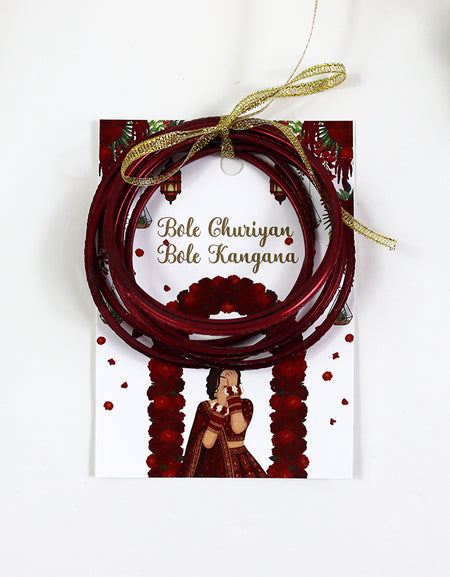 A7 Red 03 - Churiyan Bangle Gift Cards | Mehndi Wedding Favours | Bangle Holder Cards