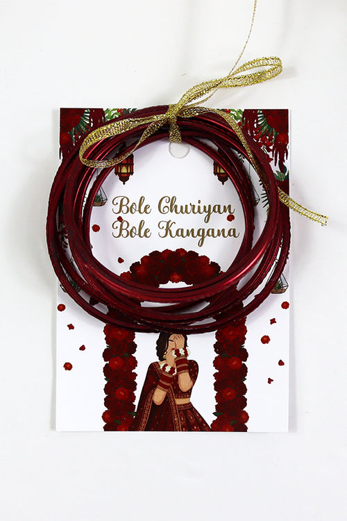Load image into Gallery viewer, A7 Red 03 - Churiyan Bangle Gift Cards | Mehndi Wedding Favours | Bangle Holder Cards
