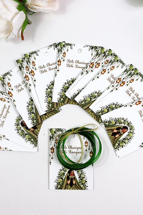 Load image into Gallery viewer, A7 Green 15 - Churiyan Bangle Gift Cards | Mehndi Wedding Favours | Bangle Holder Cards (Copy) (Copy)
