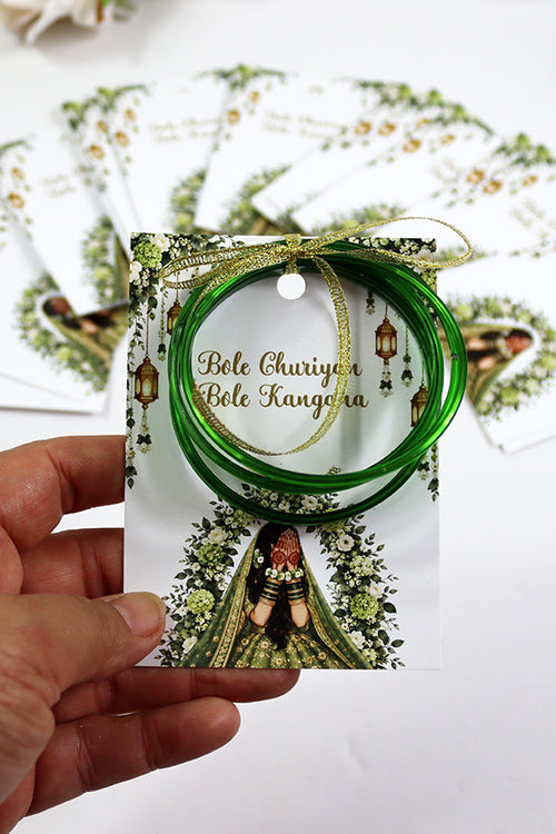 Load image into Gallery viewer, A7 Green 15 - Churiyan Bangle Gift Cards | Mehndi Wedding Favours | Bangle Holder Cards (Copy) (Copy)
