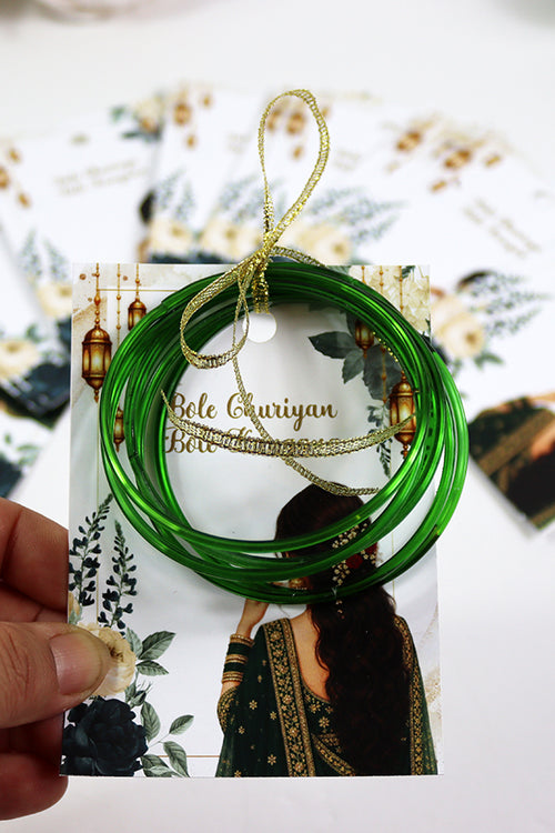 Load image into Gallery viewer, A7 Green 25 - Churiyan Bangle Gift Cards | Mehndi Wedding Favours | Bangle Holder Cards (Copy) (Copy) (Copy)
