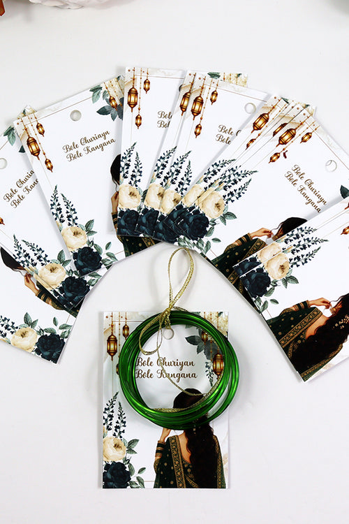 Load image into Gallery viewer, A7 Green 25 - Churiyan Bangle Gift Cards | Mehndi Wedding Favours | Bangle Holder Cards (Copy) (Copy) (Copy)
