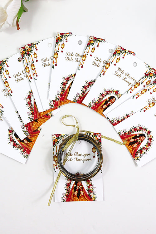 Load image into Gallery viewer, A7 Orannge 11 - Churiyan Bangle Gift Cards | Mehndi Wedding Favours | Bangle Holder Cards (Copy) (Copy)
