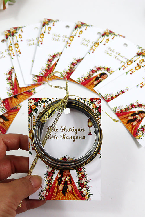 Load image into Gallery viewer, A7 Orannge 11 - Churiyan Bangle Gift Cards | Mehndi Wedding Favours | Bangle Holder Cards (Copy) (Copy)
