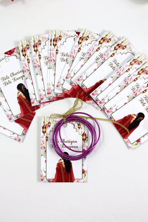 Load image into Gallery viewer, A7 Pink 22 - Churiyan Bangle Gift Cards | Mehndi Wedding Favours | Bangle Holder Cards (Copy) (Copy) (Copy)
