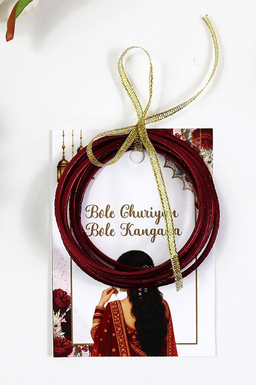 Load image into Gallery viewer, A7 Red 23 - Churiyan Bangle Gift Cards | Mehndi Wedding Favours | Bangle Holder Cards (Copy)
