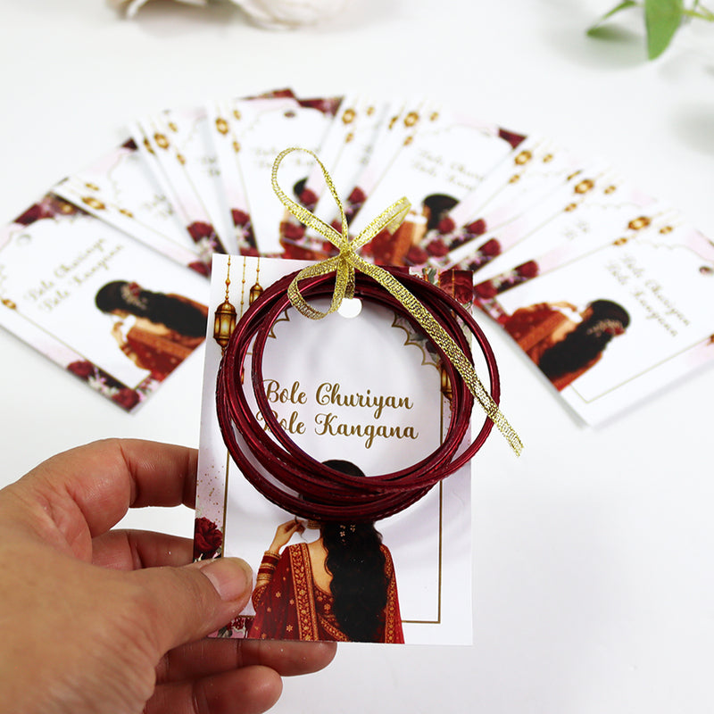 A7 Red 23 - Churiyan Bangle Gift Cards | Mehndi Wedding Favours | Bangle Holder Cards (Copy)