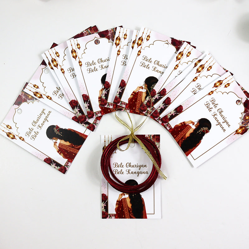 A7 Red 23 - Churiyan Bangle Gift Cards | Mehndi Wedding Favours | Bangle Holder Cards (Copy)
