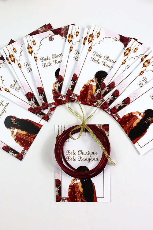 Load image into Gallery viewer, A7 Red 23 - Churiyan Bangle Gift Cards | Mehndi Wedding Favours | Bangle Holder Cards (Copy)
