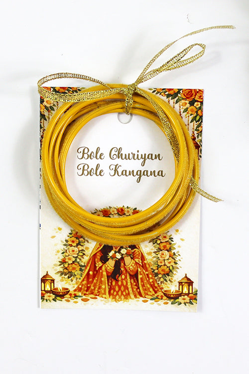 Load image into Gallery viewer, A7 Yellow 16 - Churiyan Bangle Gift Cards | Mehndi Wedding Favours | Bangle Holder Cards (Copy)
