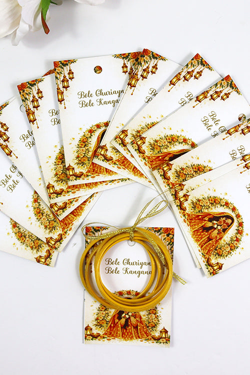 Load image into Gallery viewer, A7 Yellow 16 - Churiyan Bangle Gift Cards | Mehndi Wedding Favours | Bangle Holder Cards (Copy)
