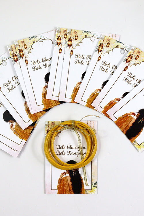 Load image into Gallery viewer, A7 Yellow 26 - Churiyan Bangle Gift Cards | Mehndi Wedding Favours | Bangle Holder Cards (Copy) (Copy)

