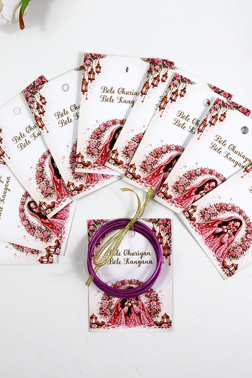 Load image into Gallery viewer, A7 Pink 12 - Churiyan Bangle Gift Cards | Mehndi Wedding Favours | Bangle Holder Cards (Copy) (Copy)
