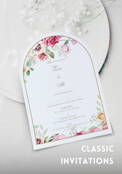 Classic Invitations by ShadiCards.com - Elegant and timeless wedding stationery featuring refined designs and premium materials for a sophisticated touch.