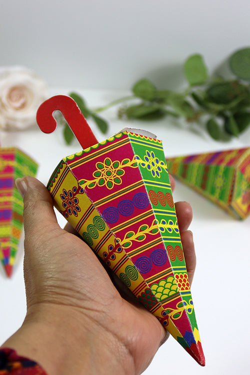 Load image into Gallery viewer, Colourful Cone-Shaped Favour Boxes Green &amp; Yellow CNE 101  – Flat Pack, Fill Your Way
