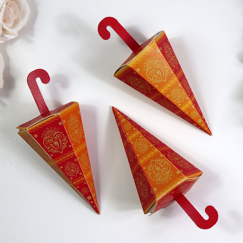 Colourful Cone-Shaped Favour Boxes Orange & Pink CNE 102  – Flat Pack, Fill Your Way