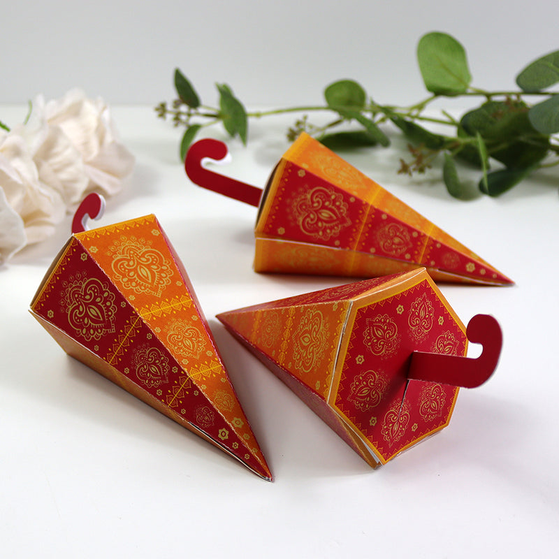 Colourful Cone-Shaped Favour Boxes Orange & Pink CNE 102  – Flat Pack, Fill Your Way