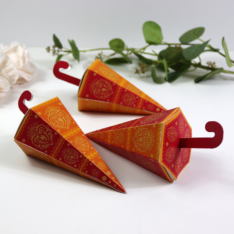 Colourful Cone-Shaped Favour Boxes Orange & Pink CNE 102  – Flat Pack, Fill Your Way