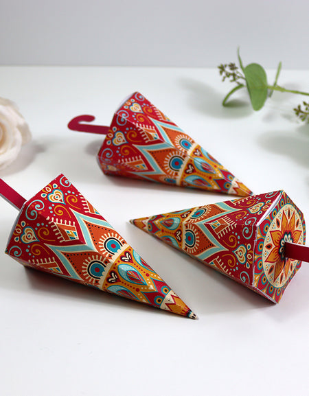 Colourful Cone-Shaped Favour Boxes Pink & Blue CNE 102  – Flat Pack, Fill Your Way