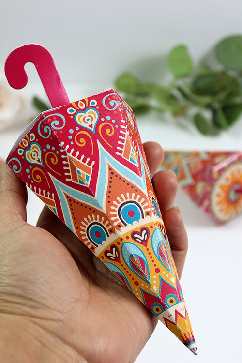 Load image into Gallery viewer, Colourful Cone-Shaped Favour Boxes Pink &amp; Blue CNE 102  – Flat Pack, Fill Your Way
