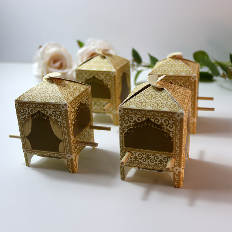 Doli-Shaped Favour Boxes Cream – Flat Pack Wedding & Mehndi Gift Boxes