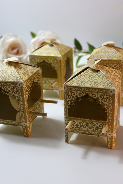 Load image into Gallery viewer, Doli-Shaped Favour Boxes Cream – Flat Pack Wedding &amp; Mehndi Gift Boxes
