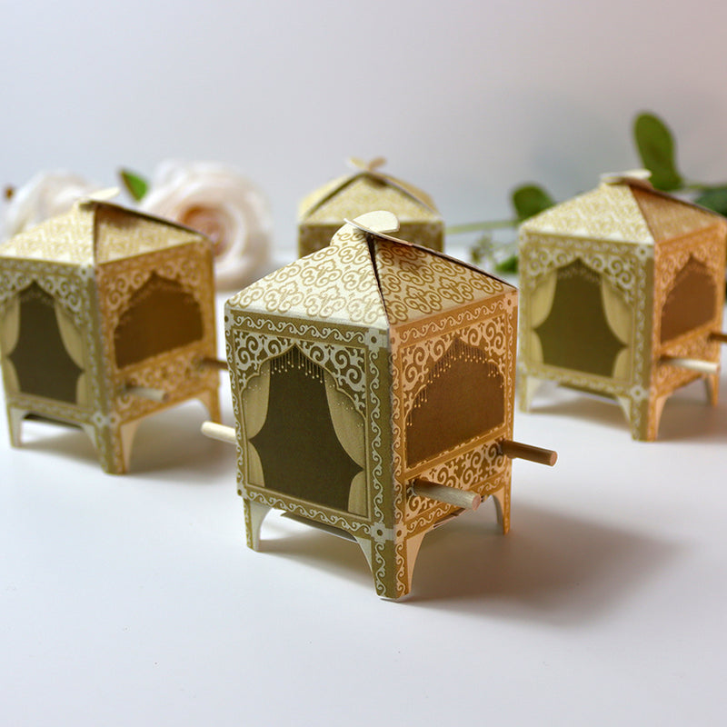 Doli-Shaped Favour Boxes Cream – Flat Pack Wedding & Mehndi Gift Boxes