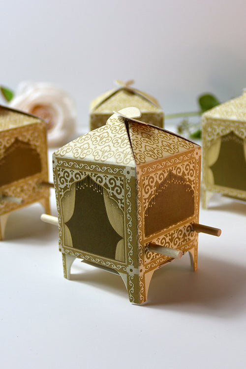 Load image into Gallery viewer, Doli-Shaped Favour Boxes Cream – Flat Pack Wedding &amp; Mehndi Gift Boxes
