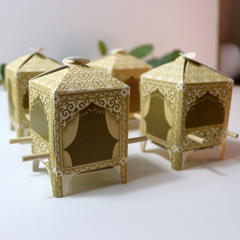 Doli-Shaped Favour Boxes Cream – Flat Pack Wedding & Mehndi Gift Boxes