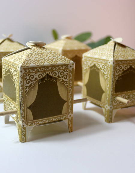 Doli-Shaped Favour Boxes Cream – Flat Pack Wedding & Mehndi Gift Boxes