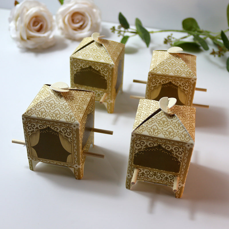 Doli-Shaped Favour Boxes Cream – Flat Pack Wedding & Mehndi Gift Boxes