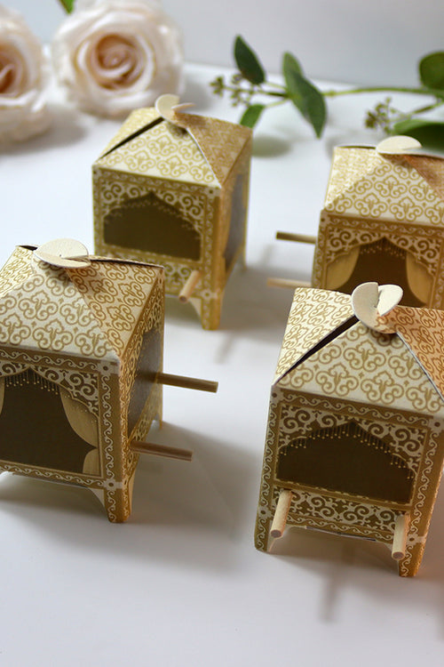 Load image into Gallery viewer, Doli-Shaped Favour Boxes Cream – Flat Pack Wedding &amp; Mehndi Gift Boxes
