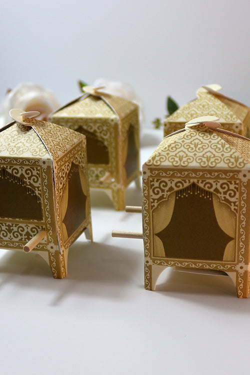 Load image into Gallery viewer, Doli-Shaped Favour Boxes Cream – Flat Pack Wedding &amp; Mehndi Gift Boxes
