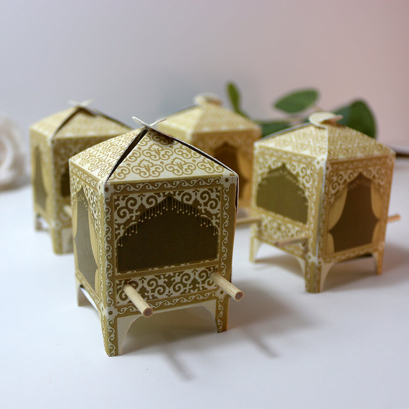 Doli-Shaped Favour Boxes Cream – Flat Pack Wedding & Mehndi Gift Boxes