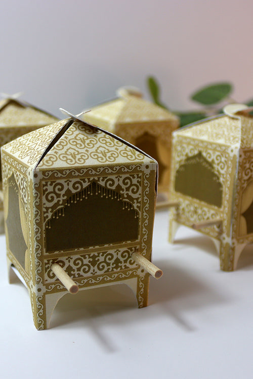 Load image into Gallery viewer, Doli-Shaped Favour Boxes Cream – Flat Pack Wedding &amp; Mehndi Gift Boxes
