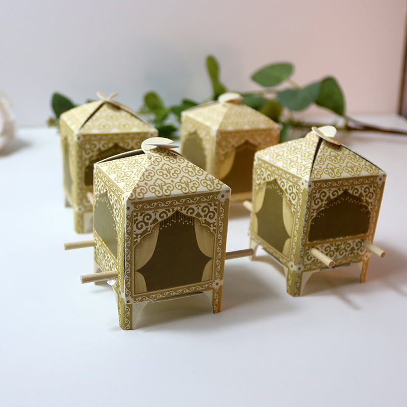 Doli-Shaped Favour Boxes Cream – Flat Pack Wedding & Mehndi Gift Boxes