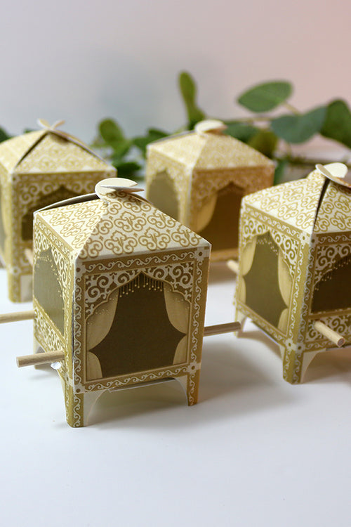 Load image into Gallery viewer, Doli-Shaped Favour Boxes Cream – Flat Pack Wedding &amp; Mehndi Gift Boxes
