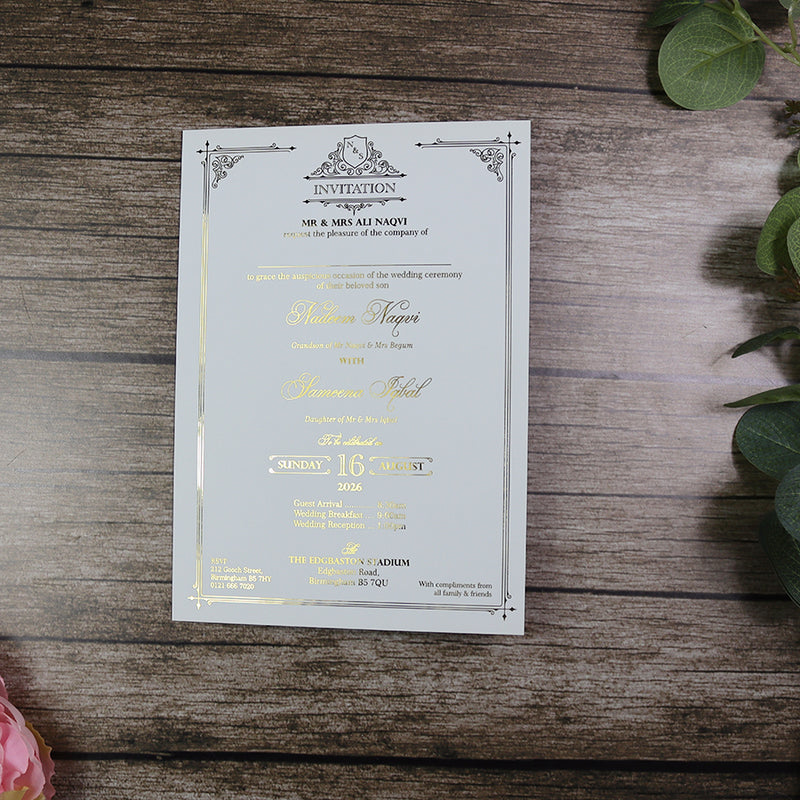 Luxury Gold Foil Invitation with Wax Seal & Dried Flowers TFC 103