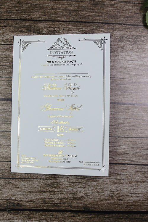 Load image into Gallery viewer, Luxury Gold Foil Invitation with Wax Seal &amp; Dried Flowers TFC 103
