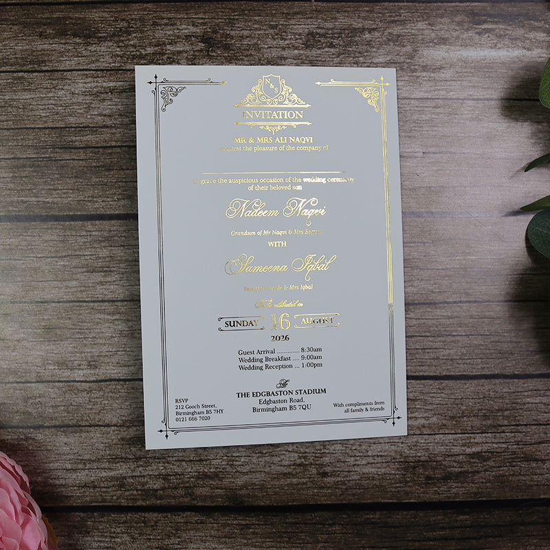 Luxury Gold Foil Invitation with Wax Seal & Dried Flowers TFC 103