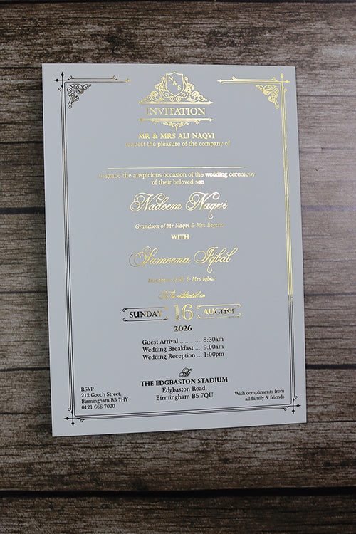 Load image into Gallery viewer, Luxury Gold Foil Invitation with Wax Seal &amp; Dried Flowers TFC 103
