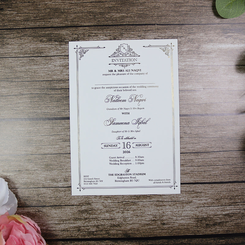 Luxury Gold Foil Invitation with Wax Seal & Dried Flowers TFC 103