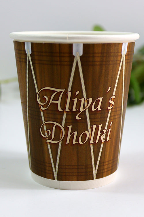 Load image into Gallery viewer, 106 Brown Dholki - Mehndi/Dholki Chai Cups | Weddings/Nikkah/Mehndi/Parties
