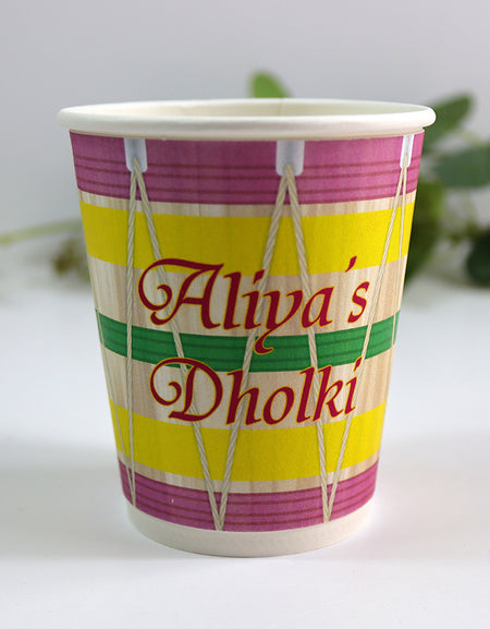 107 Pink & Yellow Dholki - Mehndi/Dholki Chai Cups | Weddings/Nikkah/Mehndi/Parties